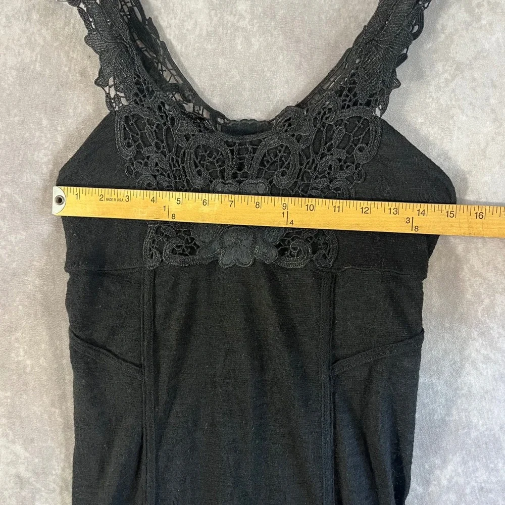 Free People Mini Dress Womens Medium Black Lace Crochet Boho Whimsigoth OB403622